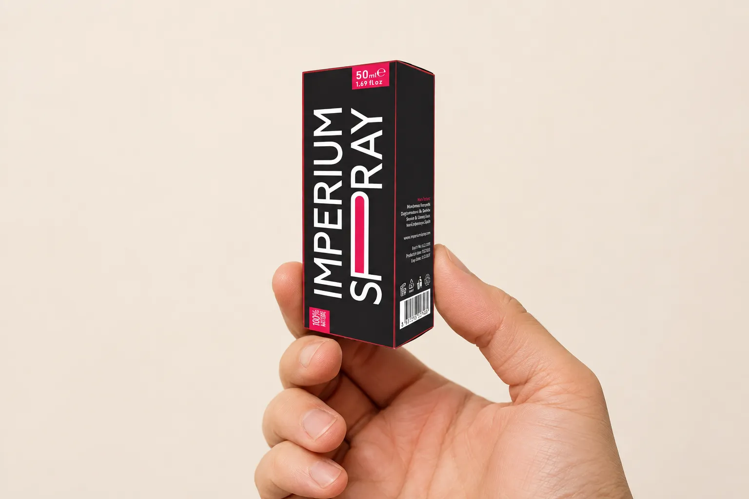 Imperium Spray — Verpackung in der Hand
