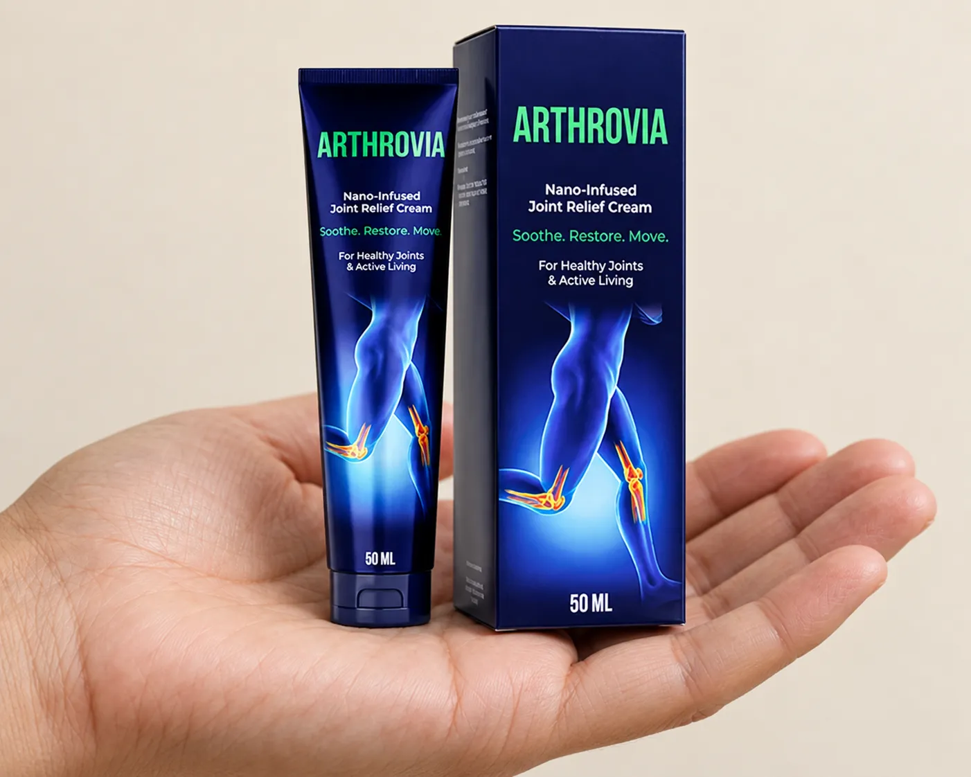 Arthrovia — Verpackung in der Hand