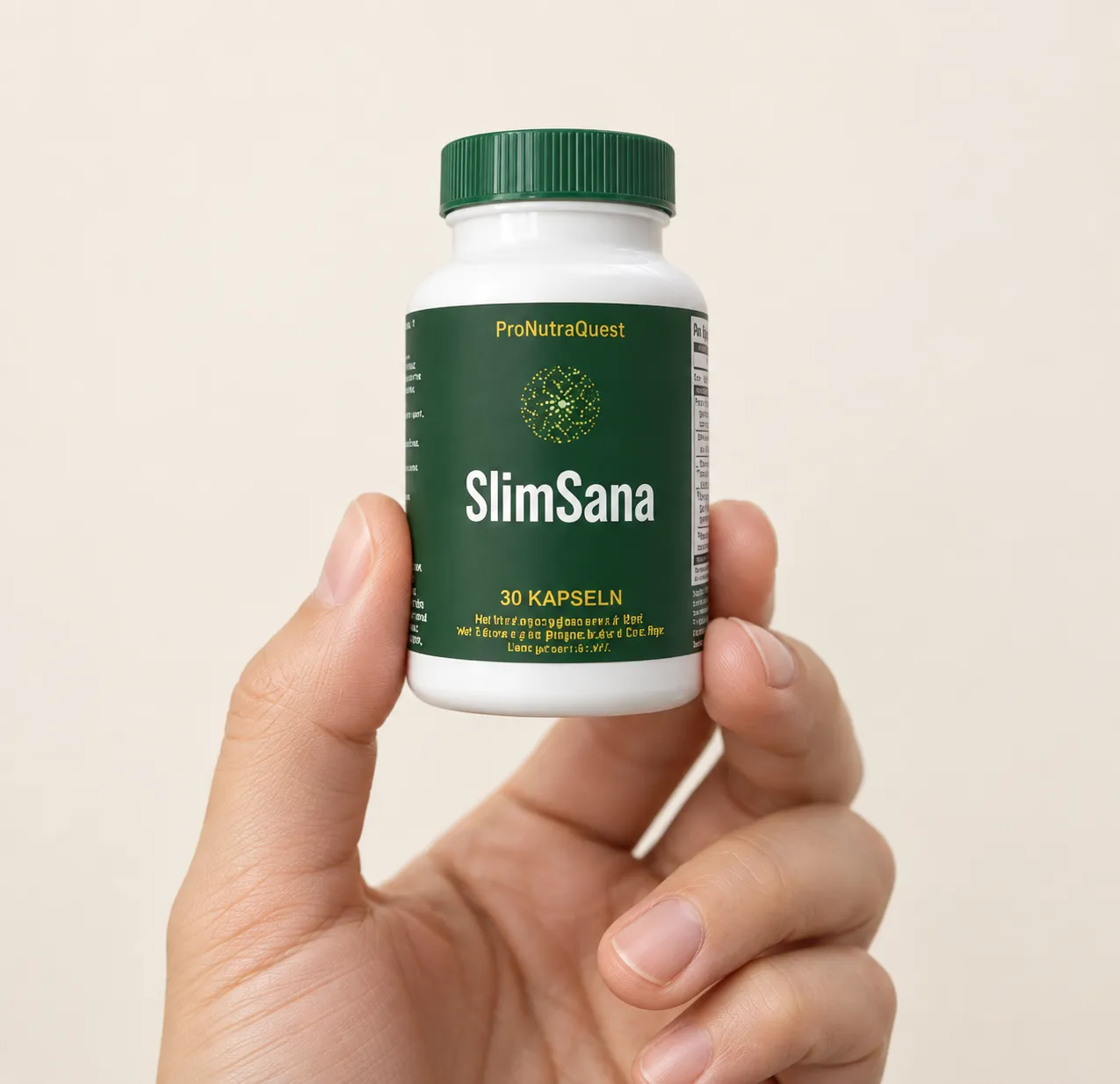 SlimSana — Verpackung in der Hand