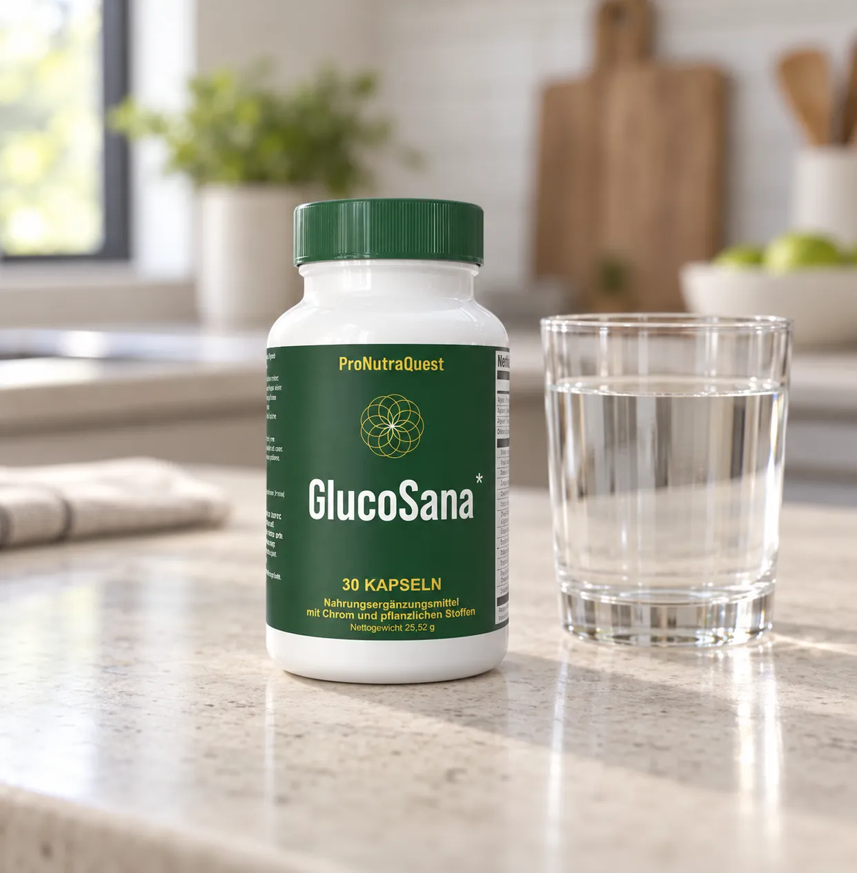 GlucoSana — Verpackung im Alltag