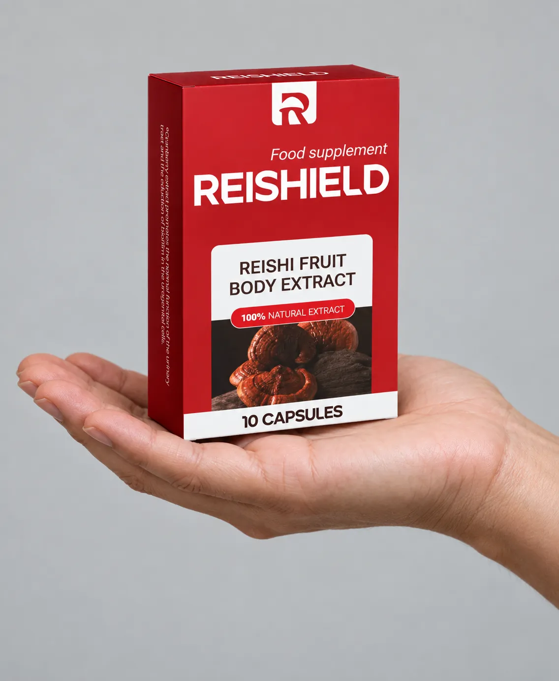 Reishield full price+ — Verpackung in der Hand