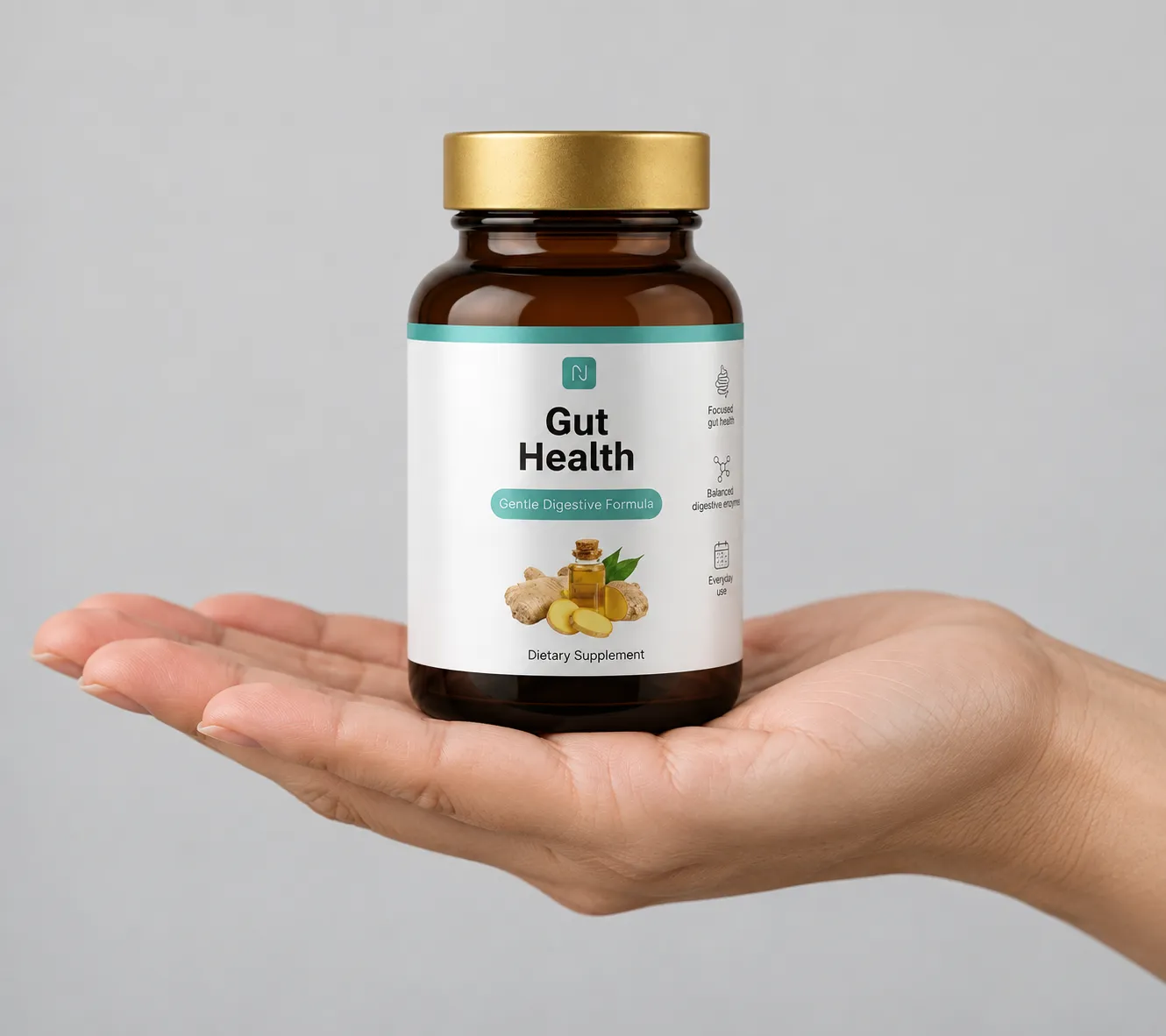 Gut health — Verpackung in der Hand