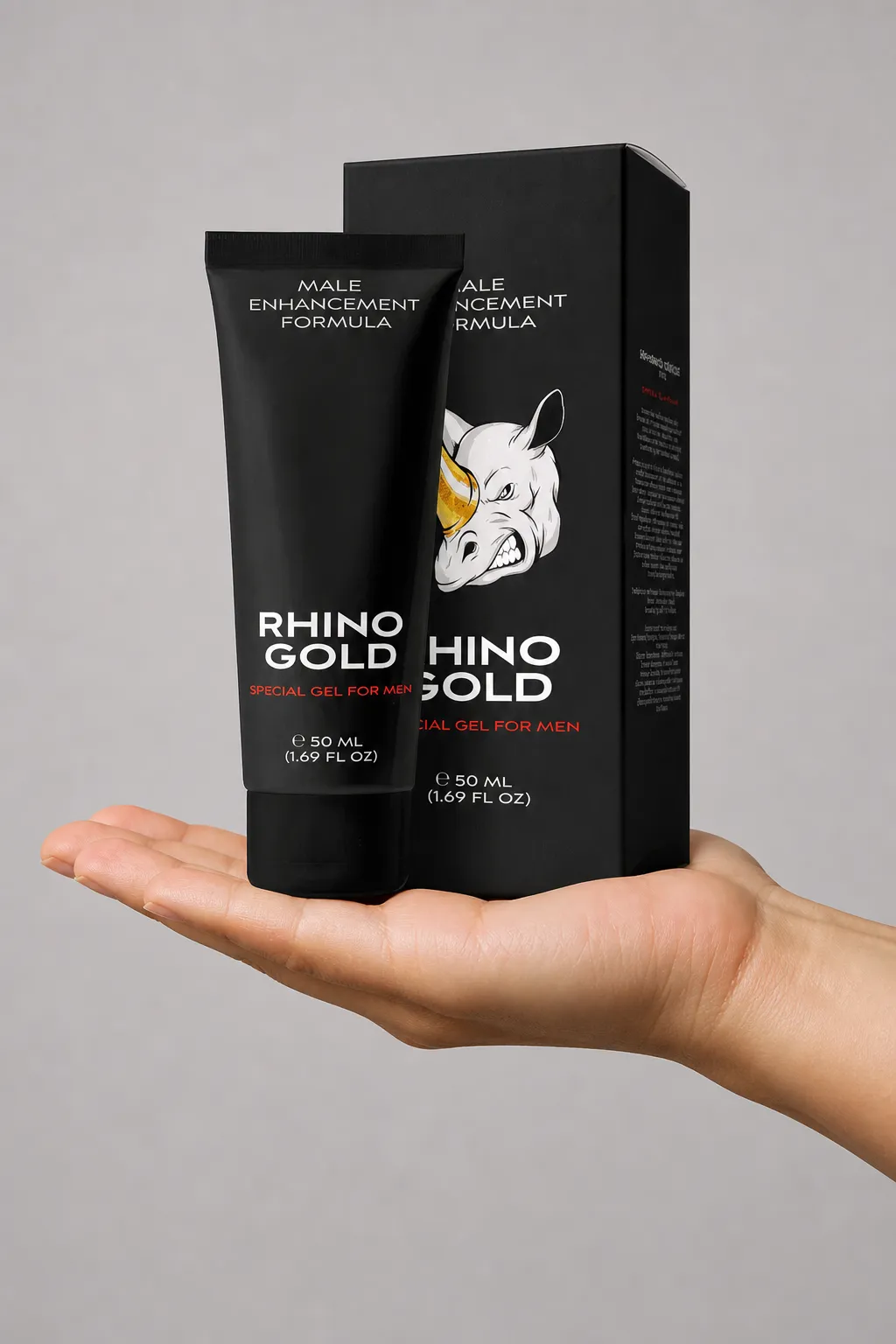 Rhino Gold Gel — Verpackung in der Hand
