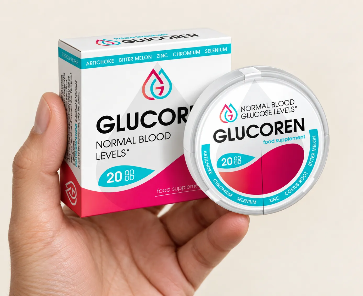 Glucoren 49 EUR — Verpackung in der Hand