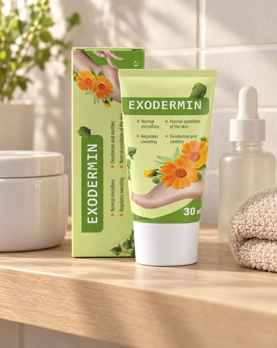 Exodermin — Verpackung im Alltag